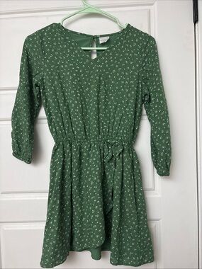 Abercrombie Kids Ditzy Floral Green Wrap Mini Dress Size 11/12